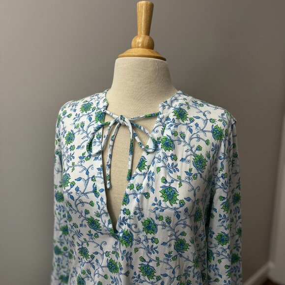 J. Mclaughlin Floral Print White Cotton Cover up Sz L - Picture 2 of 8
